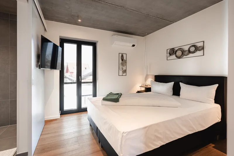Modern bedroom with balcony